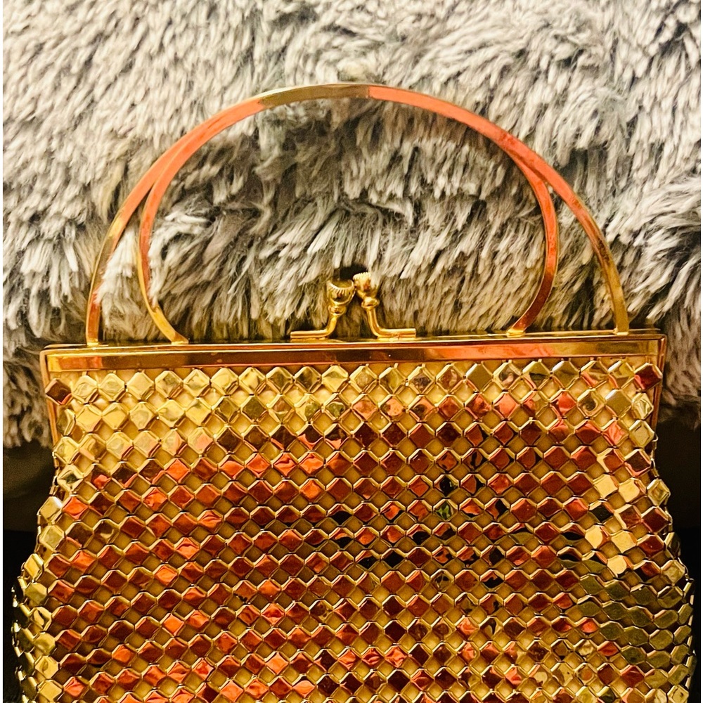Gold satin sequins purse by Les our